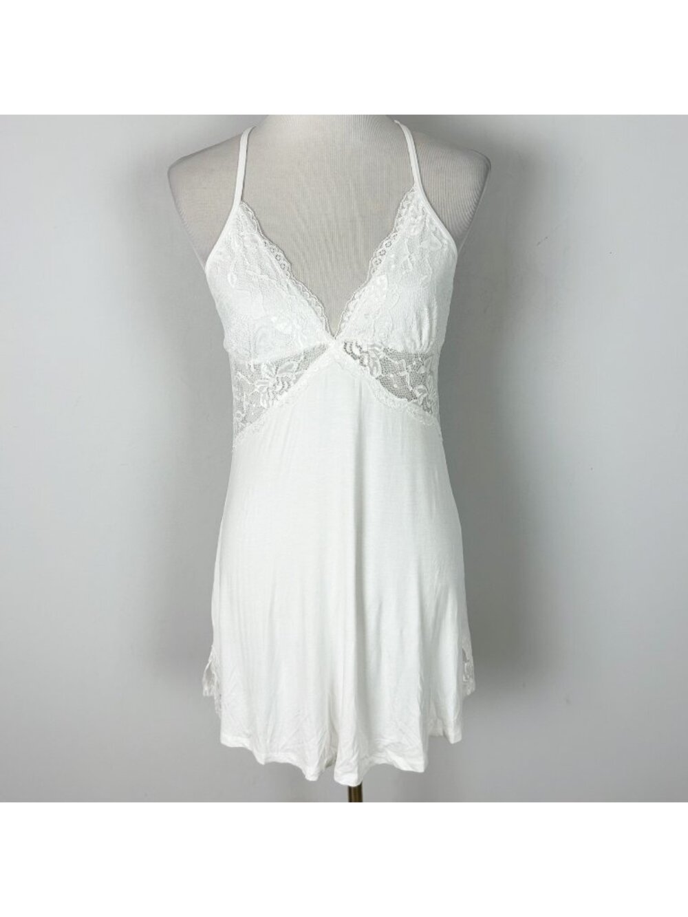 NEW Avid Love White Lace Short Nightgown Slip Lingerie Bridal Size Large Women's